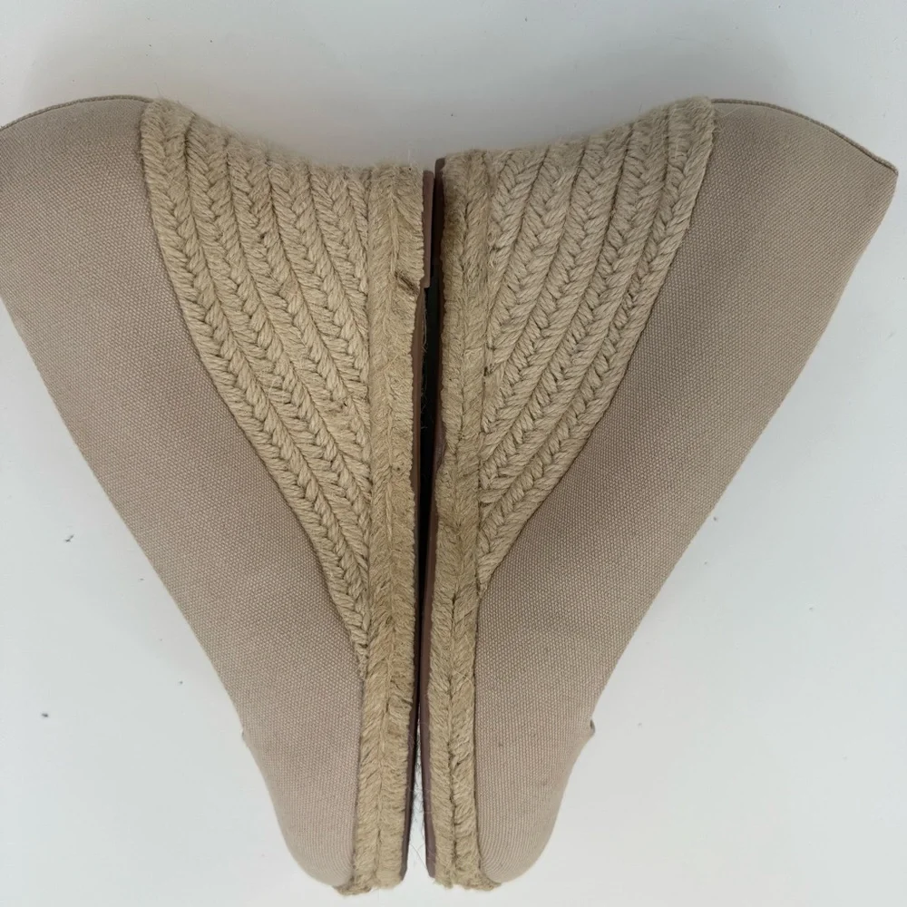 J. Crew Factory Canvas Espadrille Wedges Flax Size 9